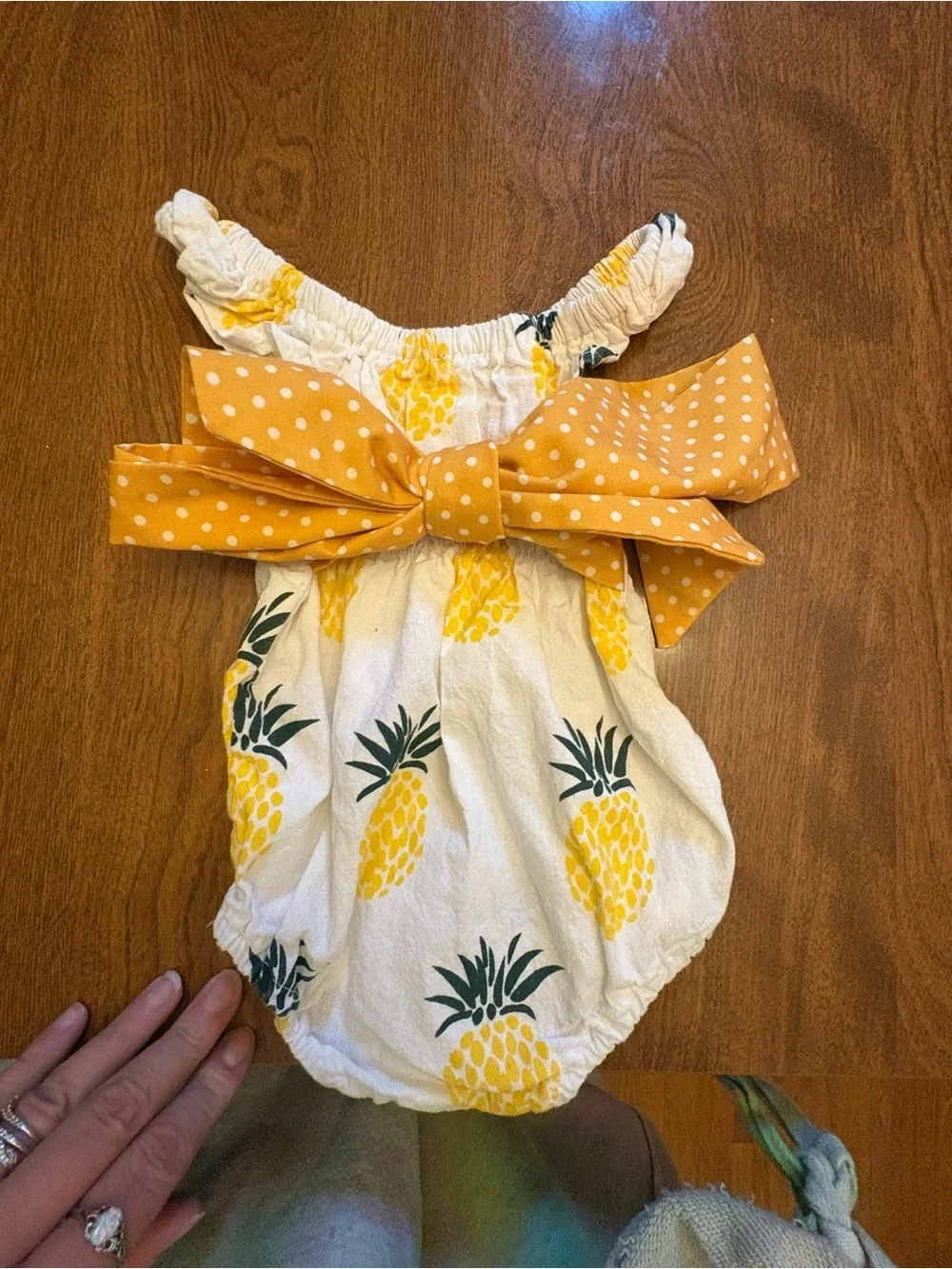 Pineapple Print Baby One-Piece Romper - White & Yellow